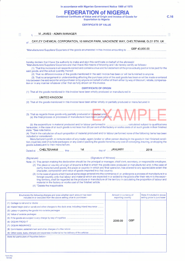 Export Documentation: Part 2 - C16 & Packing list